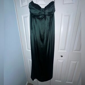 Lulu's Deep Green Satin Dress
